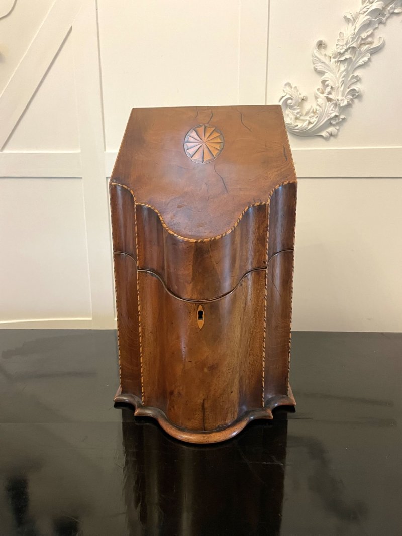 Antique George III Quality Mahogany Inlaid Post Box